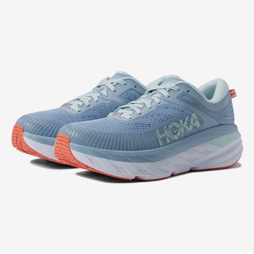 Hoka Bondi 7 Running Shoes | Size 6.5 | HOKA ONE ONE | Blue Fog Blue Grass COPY